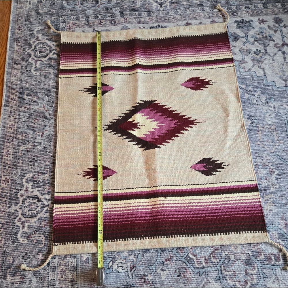 Vintage Zapotec Southwestern Style Wall Hanging in Purple and Cream